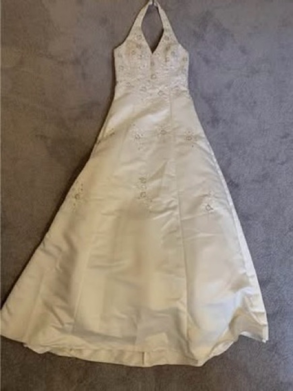 Ivory Halter A-Line wedding Dress with Embroidered Bodice